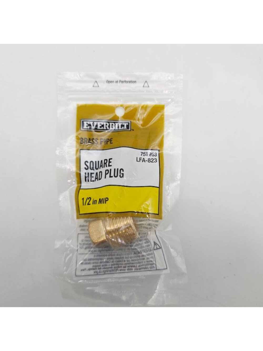 Everbilt Brass Square Head Plug 1/2 In. MIP Pipe Fitting Model LFA-823